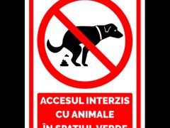 Indicator de securitate pentru accesul interzis cu animale in spatiul verde