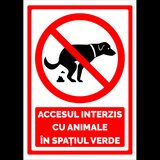 Indicator de securitate pentru accesul interzis cu animale in spatiul verde